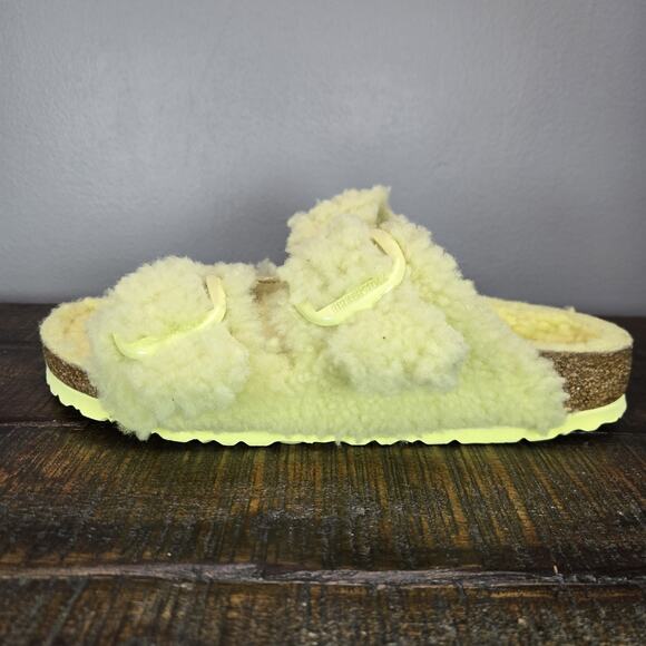 Birkenstock Arizona Shearling Womens 6 EU 37 Narrow Sandals Yellow Brown - Picture 7 of 10